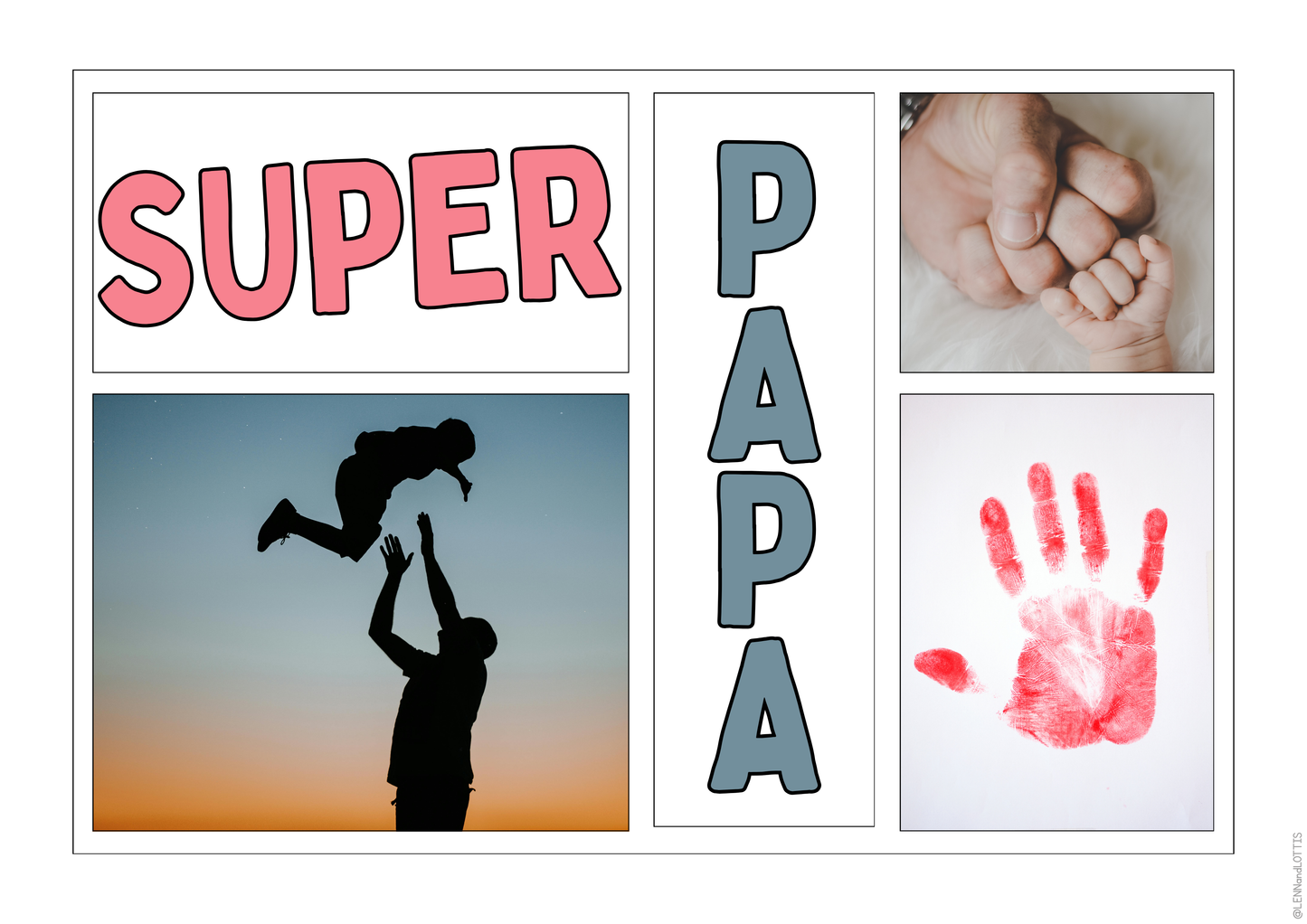 "SUPERPAPA" KREATIV-COLLAGE - DIGITALBILD als SOFORT-DOWNLOAD