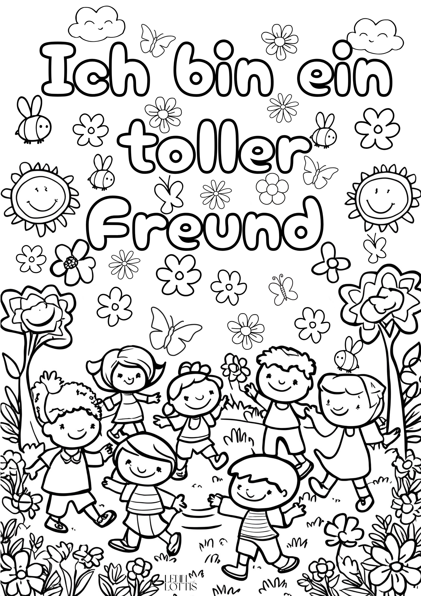 Ausmalbild: Ich bin ein toller Freund/ Ich bin eine tolle Freundin