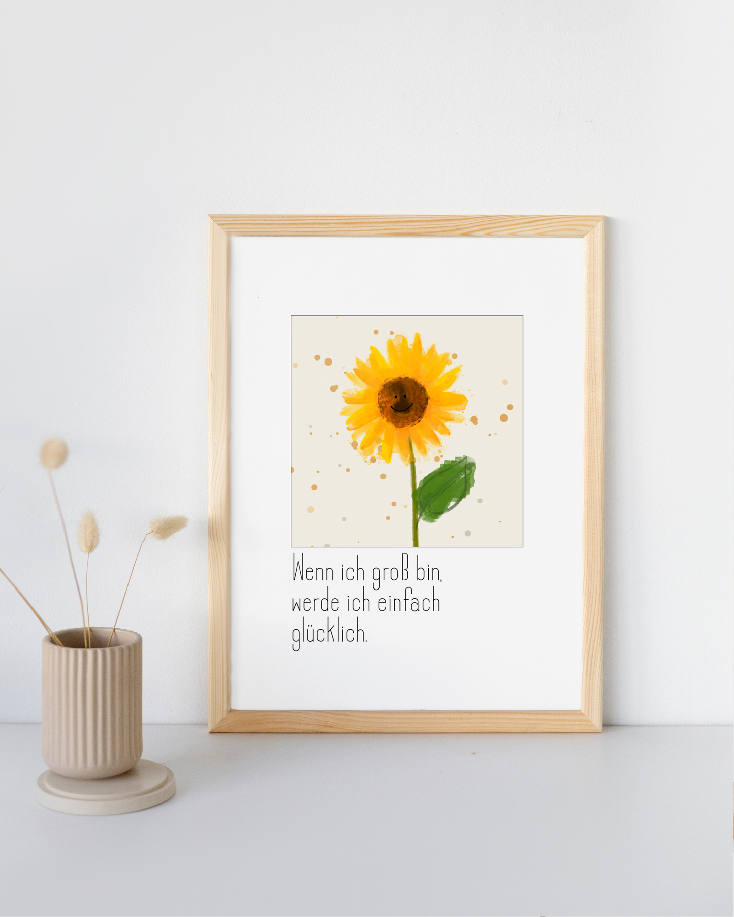 "Einfach Glücklich Sein" – Dein strahlendes Sonnenblumen-Digitalbild für dein Kind als Sofort-Download