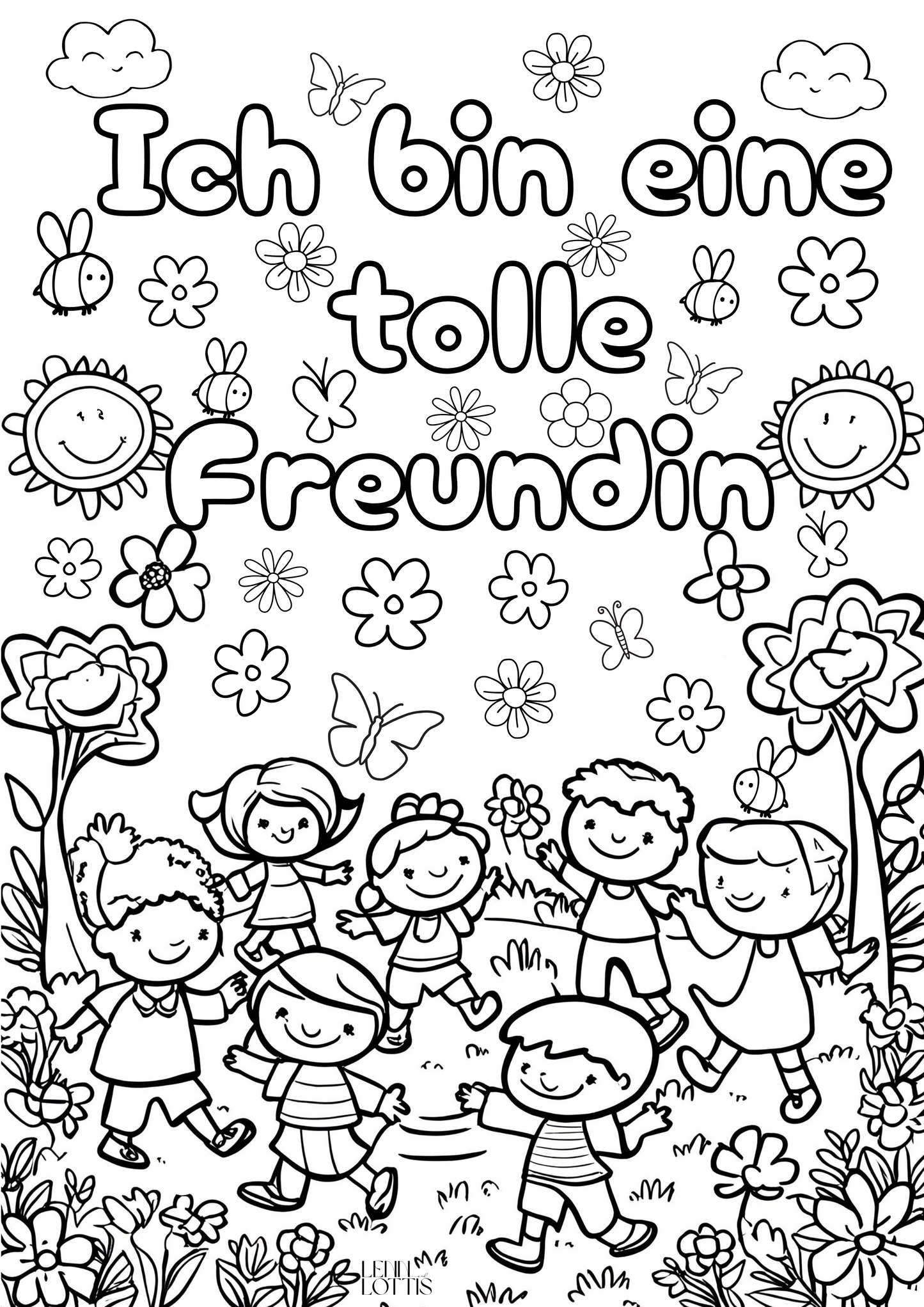 Ausmalbild: Ich bin ein toller Freund/ Ich bin eine tolle Freundin