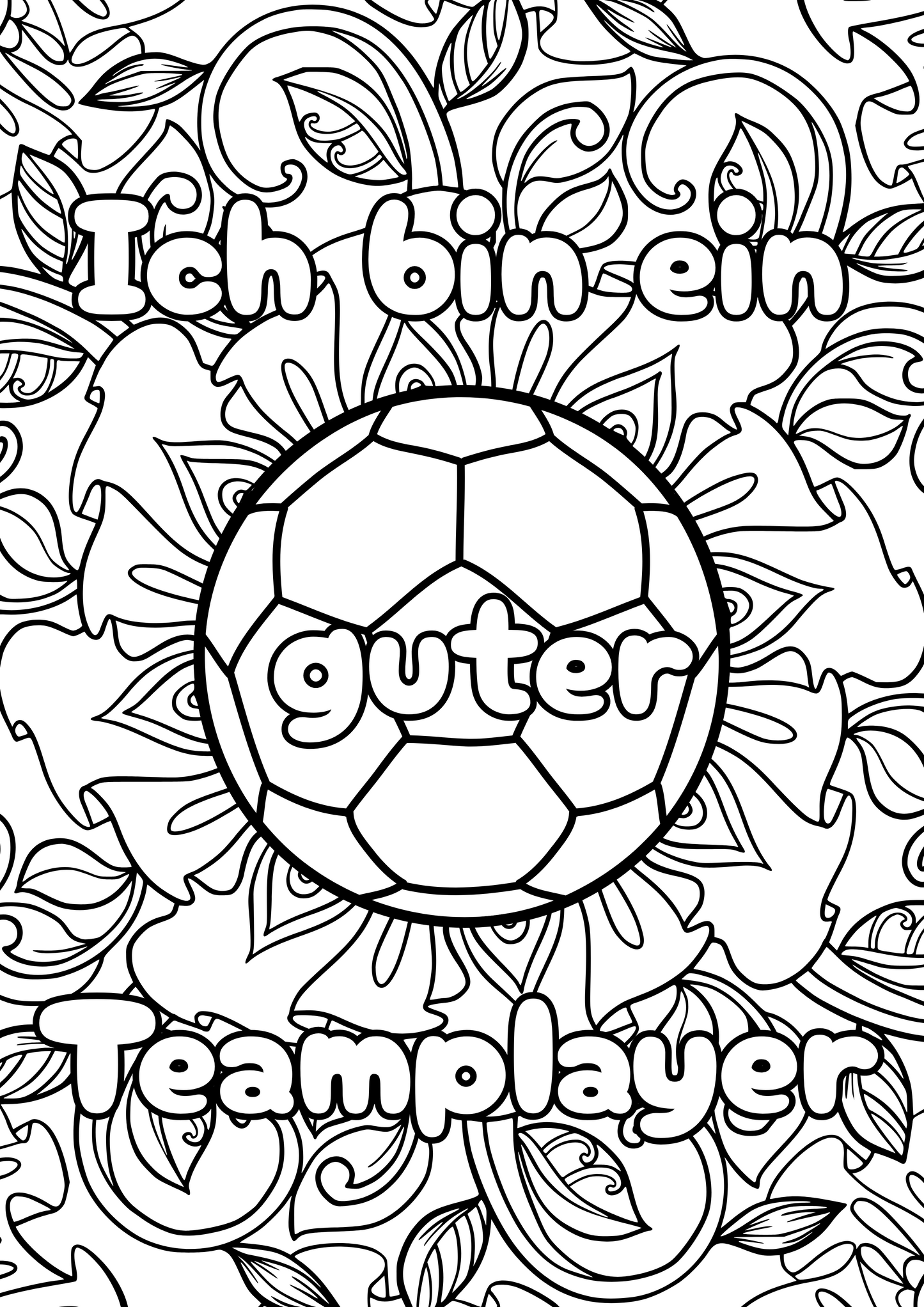 Ausmalbild: Ich bin ein(e) gute(r) Teamplayer:in
